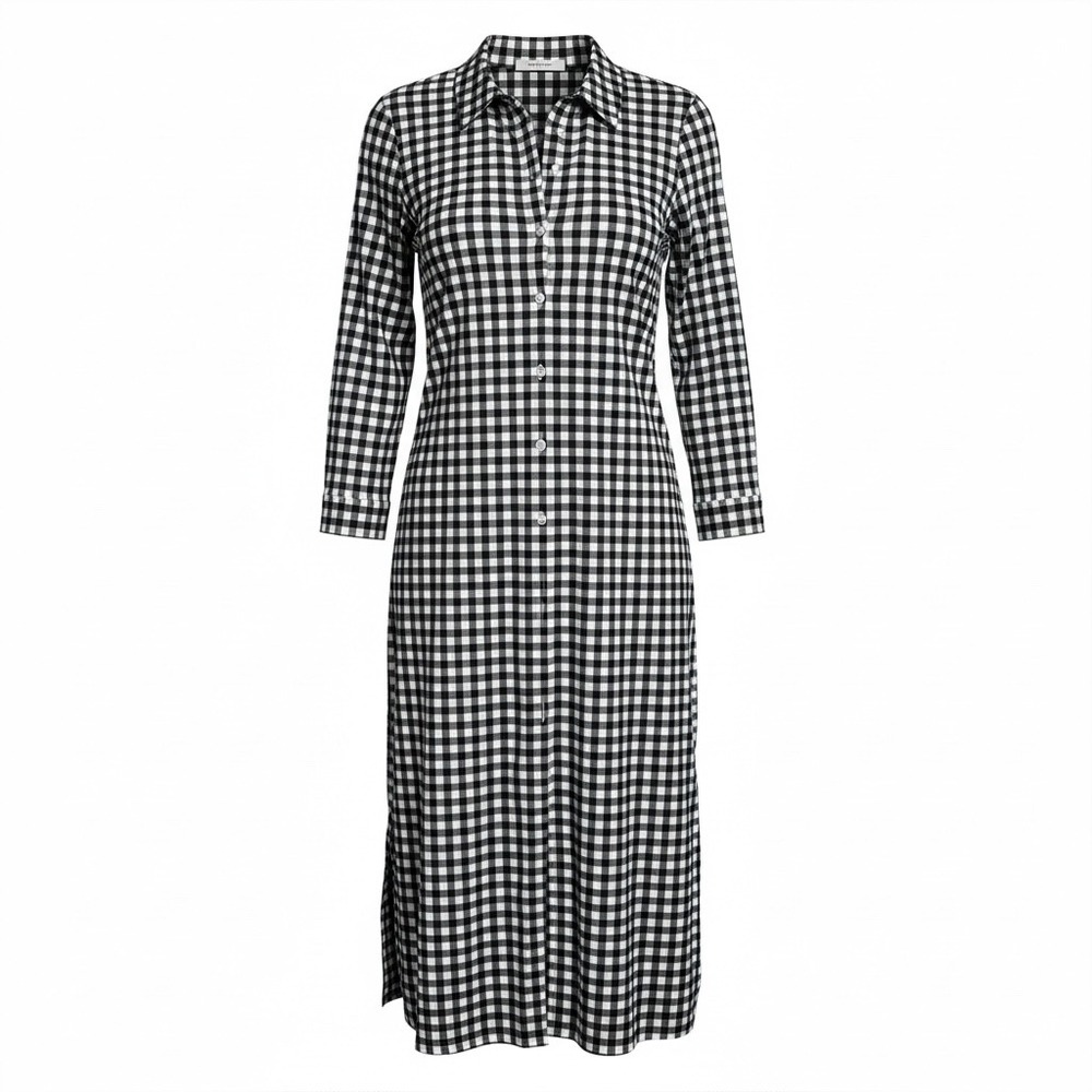 Signature Collection‎ Blue White Gingham Button Front Midi  Dress 1X 18W 20W